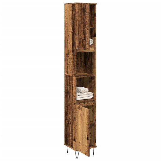 Armadietto Bagno Legno Antico 30x30x190 cm in Legno Multistrato | homemem39