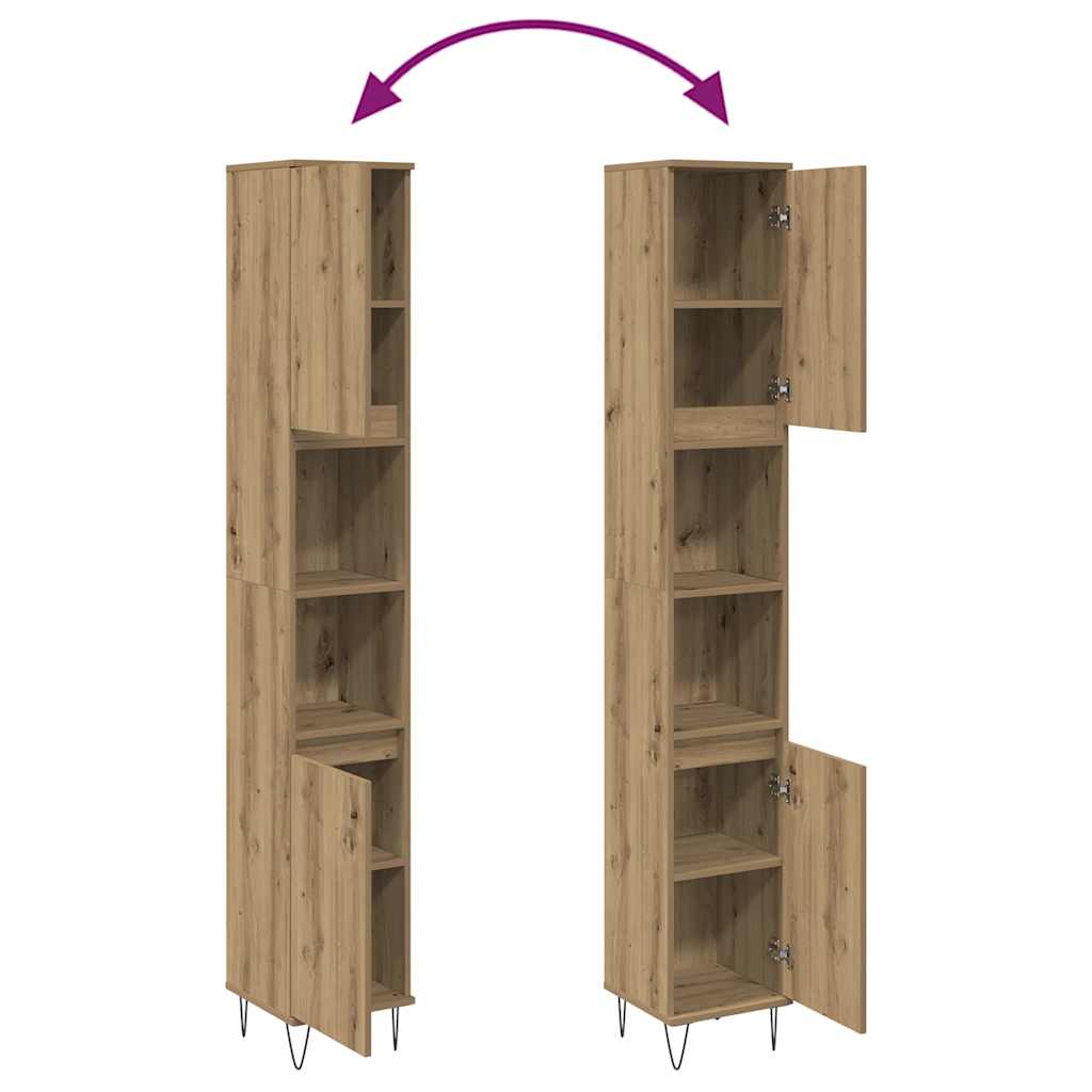 Armadietto Bagno Rovere 30x30x190 cm Legno Multistrato | homemem39