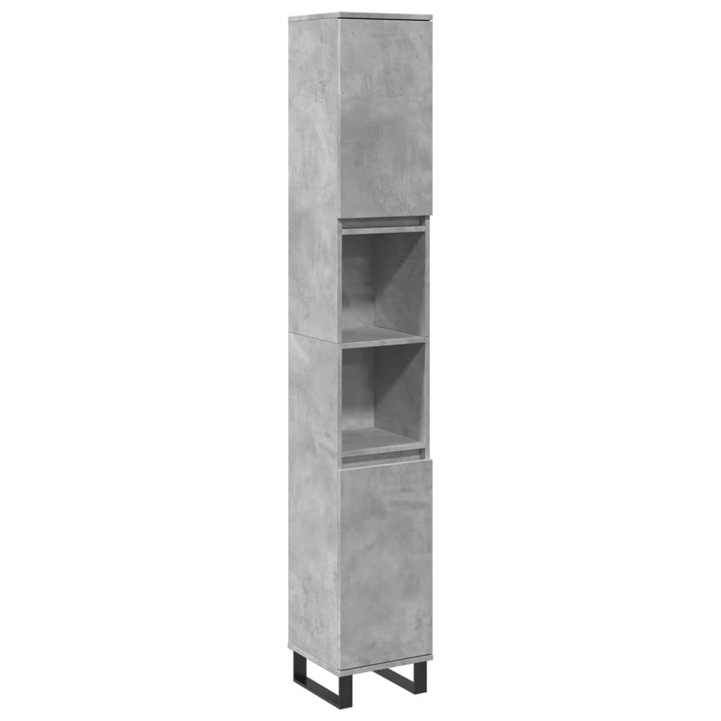 Armadietto Bagno Grigio Cemento 30x30x190 cm Legno Multistrato