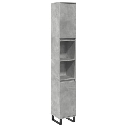 Armadietto Bagno Grigio Cemento 30x30x190 cm Legno Multistrato