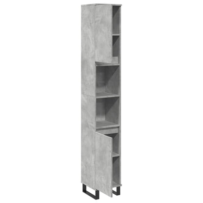 Armadietto Bagno Grigio Cemento 30x30x190 cm Legno Multistrato