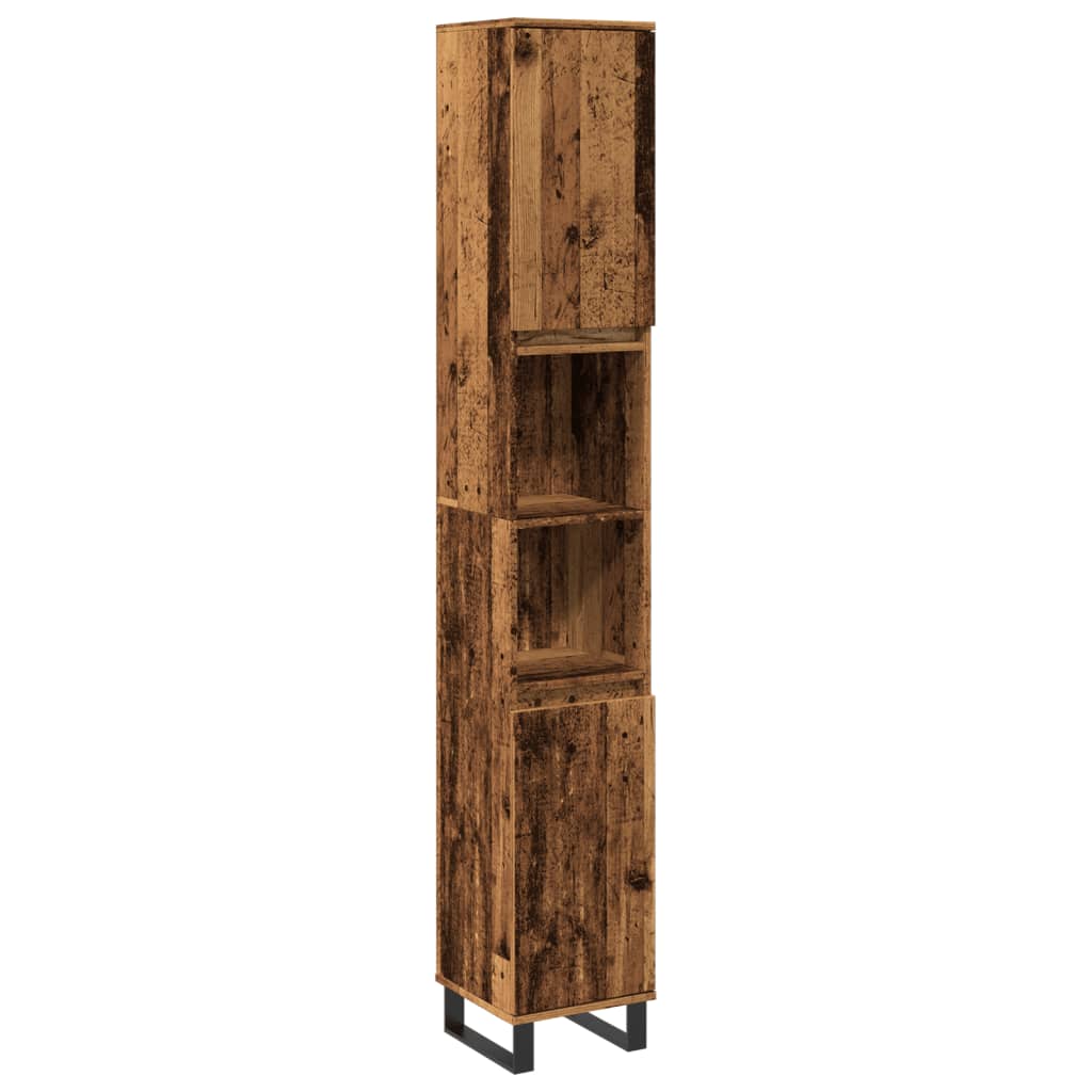 Armadietto Bagno Legno Antico 30x30x190 cm in Legno Multistrato | homemem39