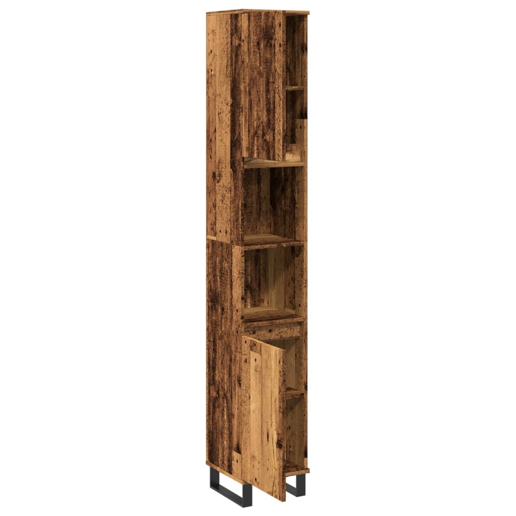 Armadietto Bagno Legno Antico 30x30x190 cm in Legno Multistrato | homemem39