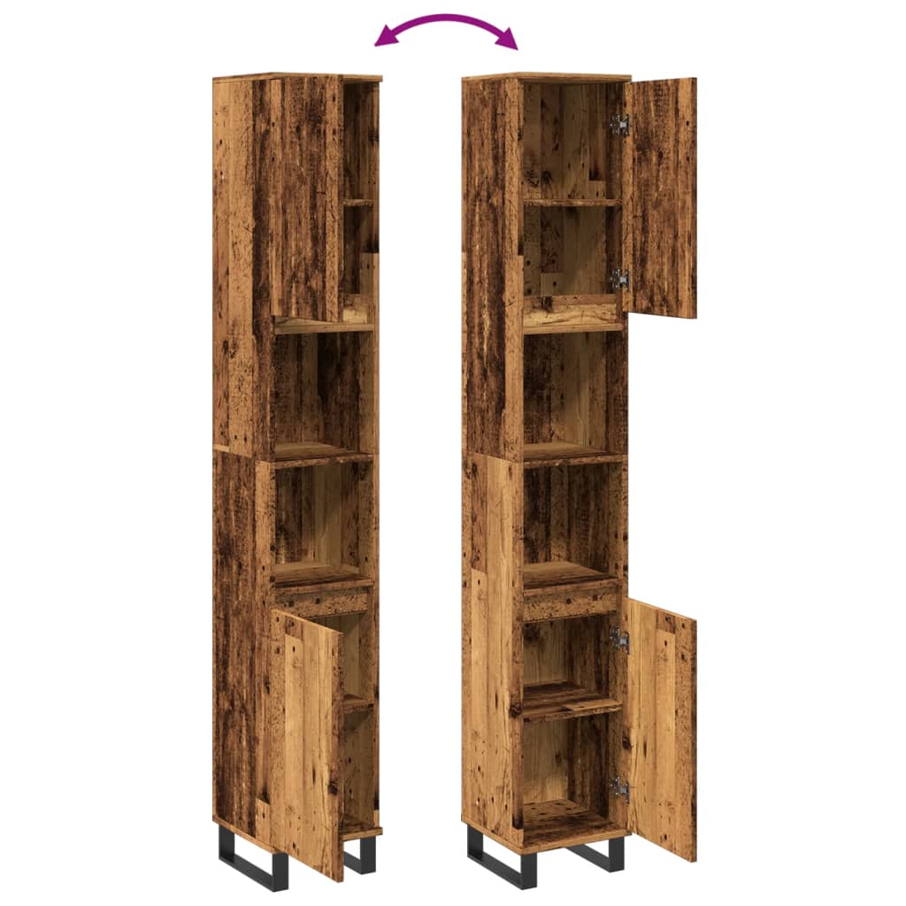 Armadietto Bagno Legno Antico 30x30x190 cm in Legno Multistrato | homemem39