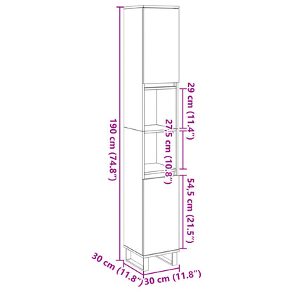 Armadietto Bagno Legno Antico 30x30x190 cm in Legno Multistrato | homemem39