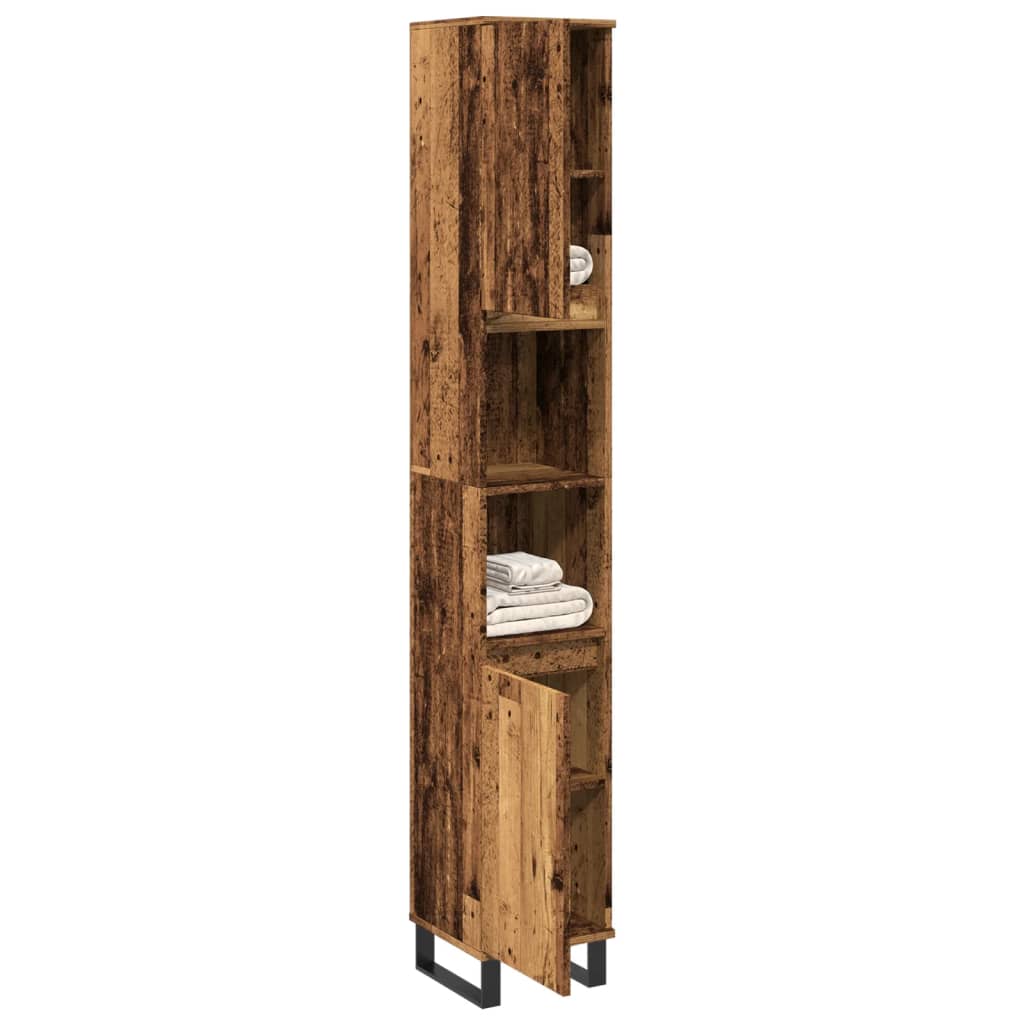 Armadietto Bagno Legno Antico 30x30x190 cm in Legno Multistrato | homemem39