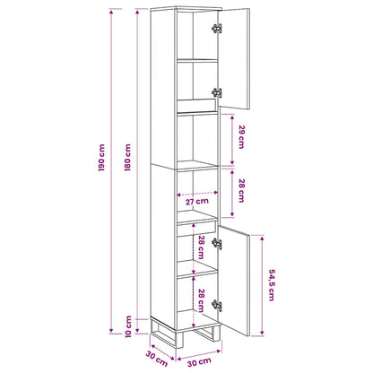 Armadietto Bagno Rovere 30x30x190 cm Legno Multistrato
