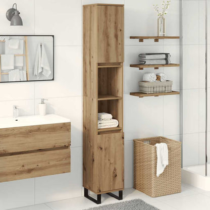 Armadietto Bagno Rovere 30x30x190 cm Legno Multistrato