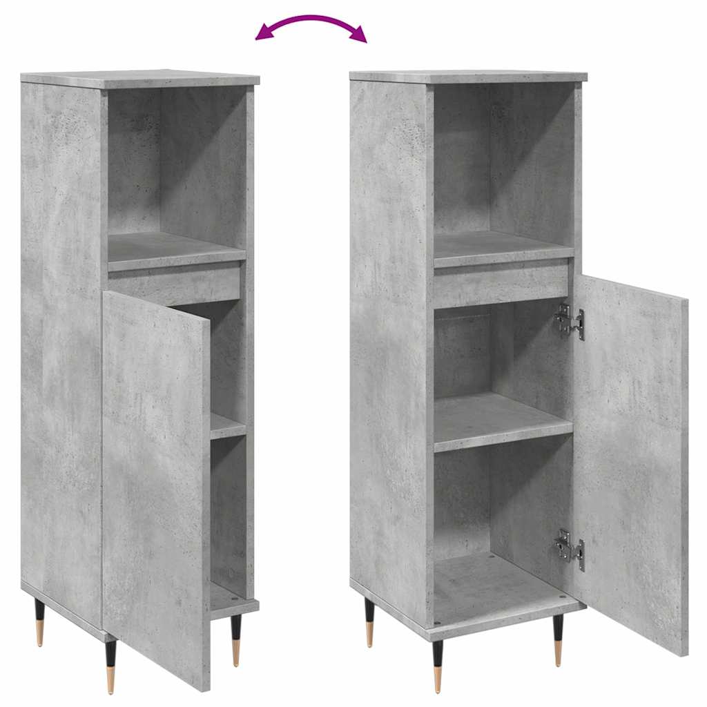 Armadietto da Bagno Grigio Cemento 30x30x100 cm in Truciolato | homemem39