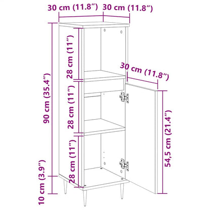 Armadietto da Bagno Grigio Cemento 30x30x100 cm in Truciolato | homemem39