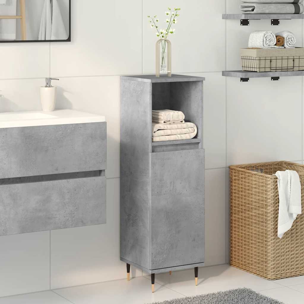 Armadietto da Bagno Grigio Cemento 30x30x100 cm in Truciolato | homemem39