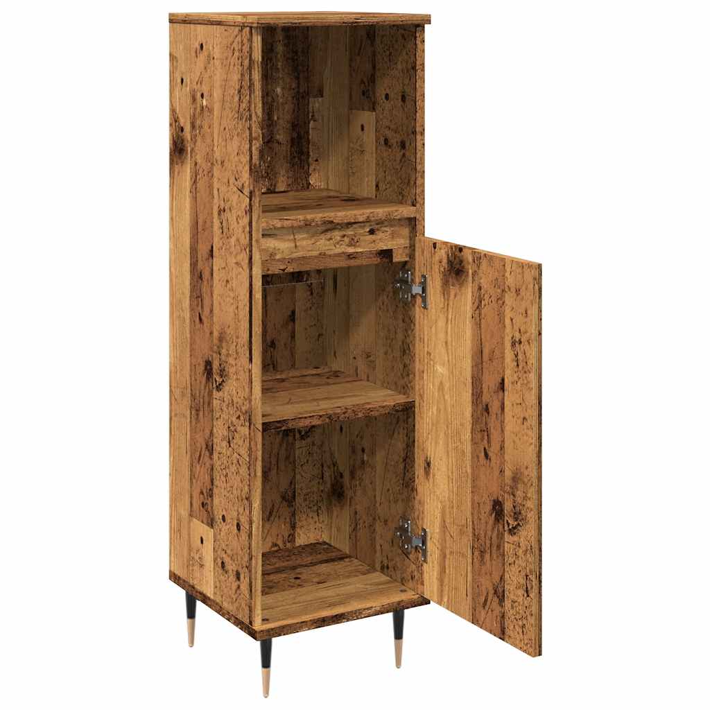 Armadietto da Bagno Legno Antico 30x30x100 cm in Truciolato | homemem39