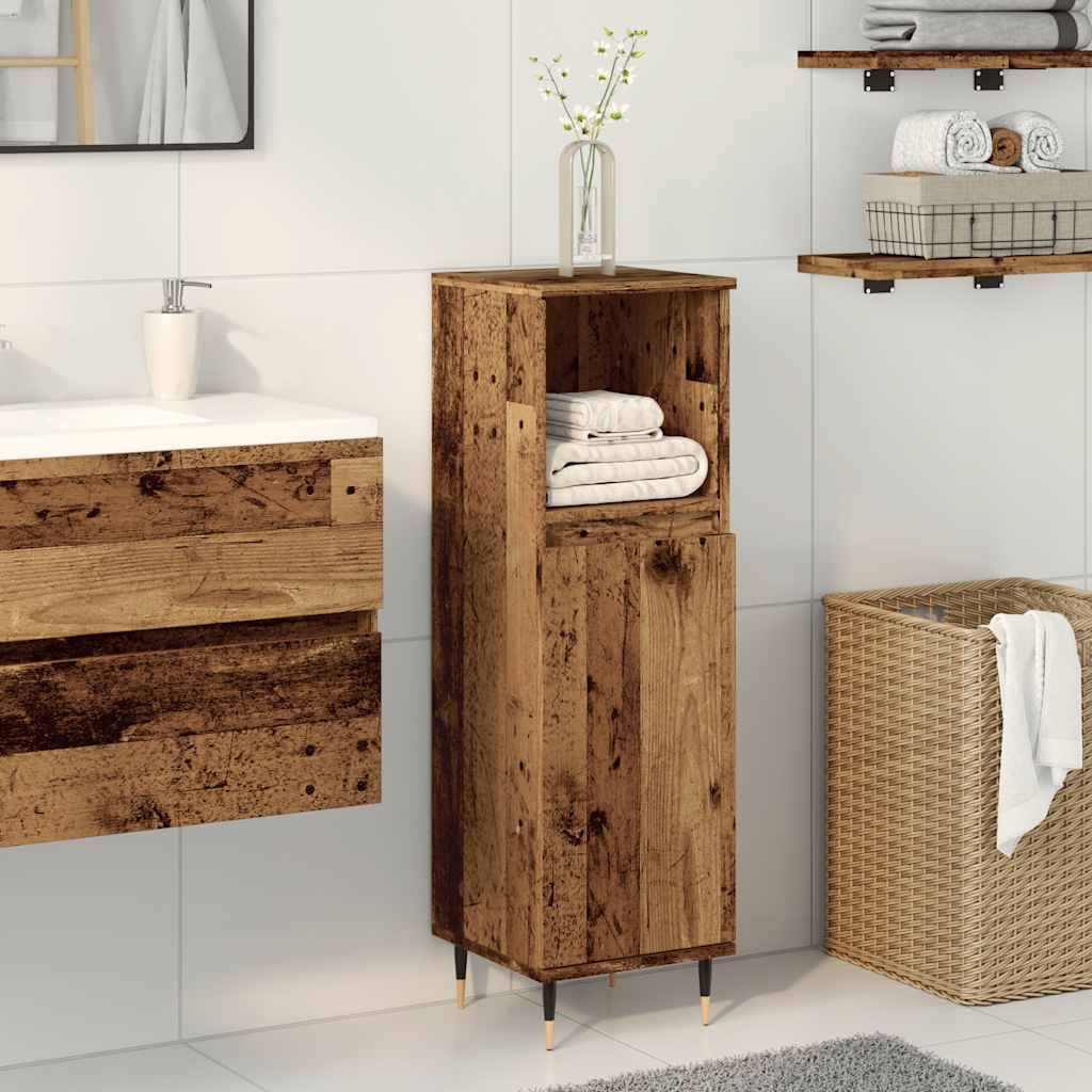 Armadietto da Bagno Legno Antico 30x30x100 cm in Truciolato | homemem39