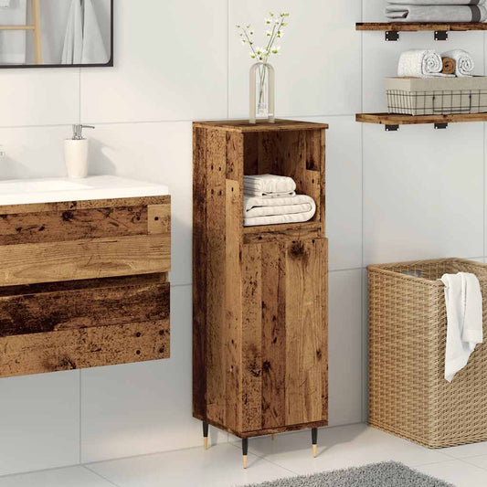 Armadietto da Bagno Legno Antico 30x30x100 cm in Truciolato | homemem39