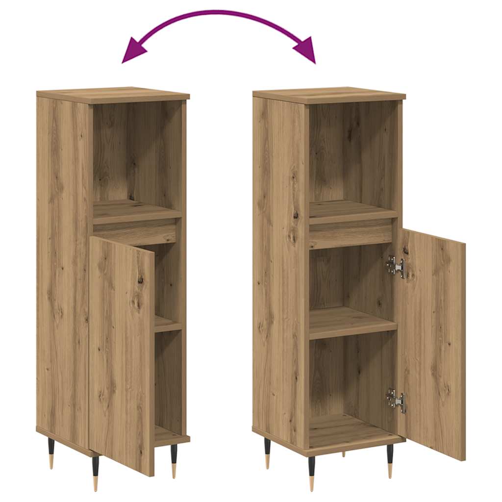 Armadietto da Bagno Rovere Artigianale 30x30x100 cm Truciolato | homemem39