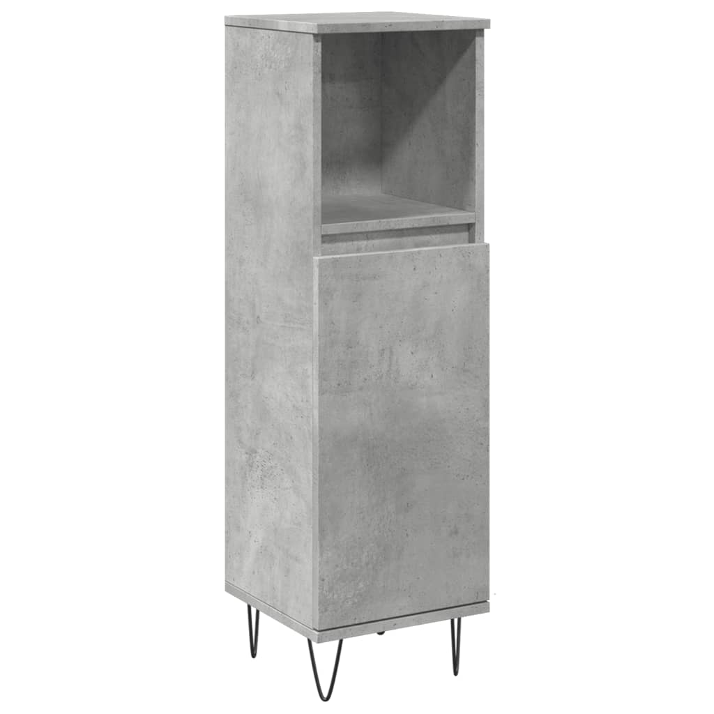 Armadietto Bagno Grigio Cemento 30x30x100 cm Legno Multistrato | homemem39