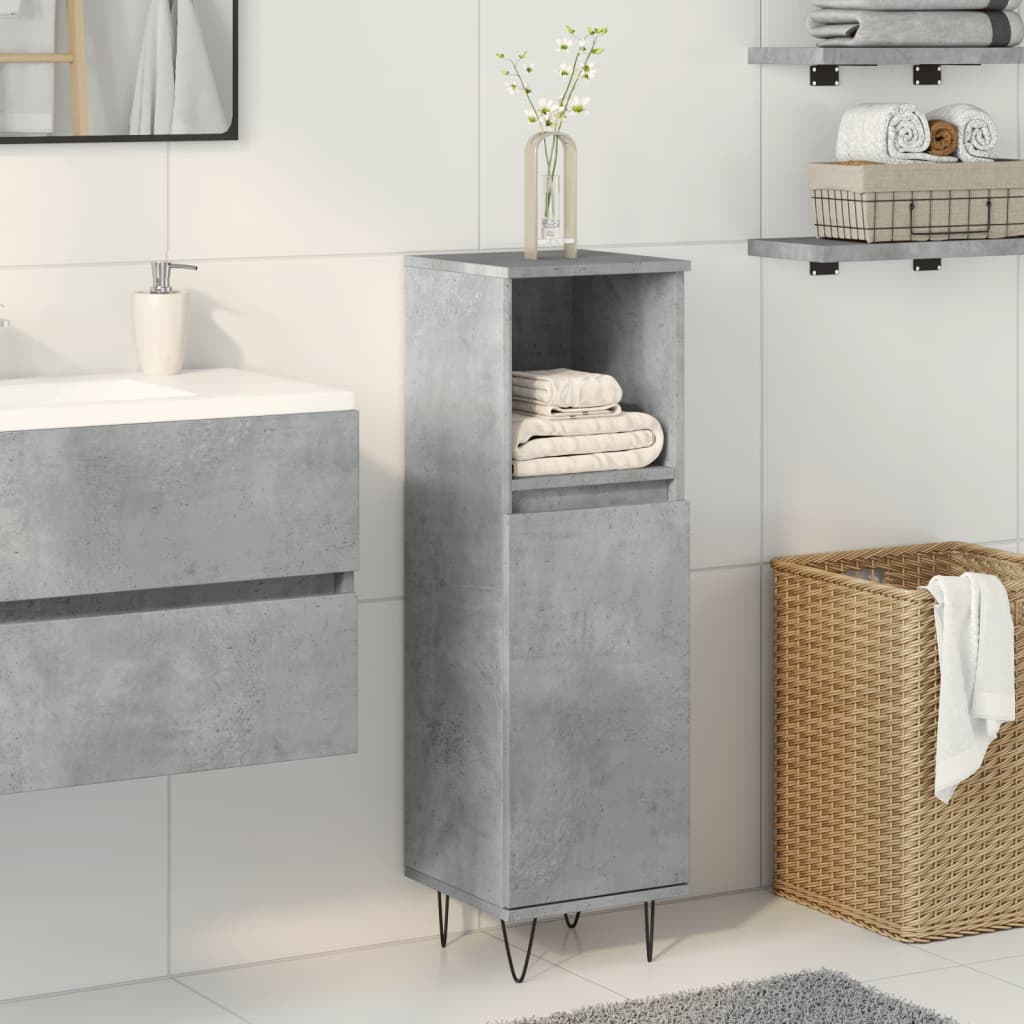 Armadietto Bagno Grigio Cemento 30x30x100 cm Legno Multistrato | homemem39