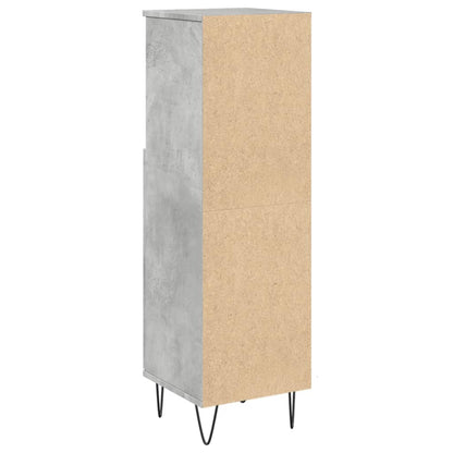 Armadietto Bagno Grigio Cemento 30x30x100 cm Legno Multistrato | homemem39
