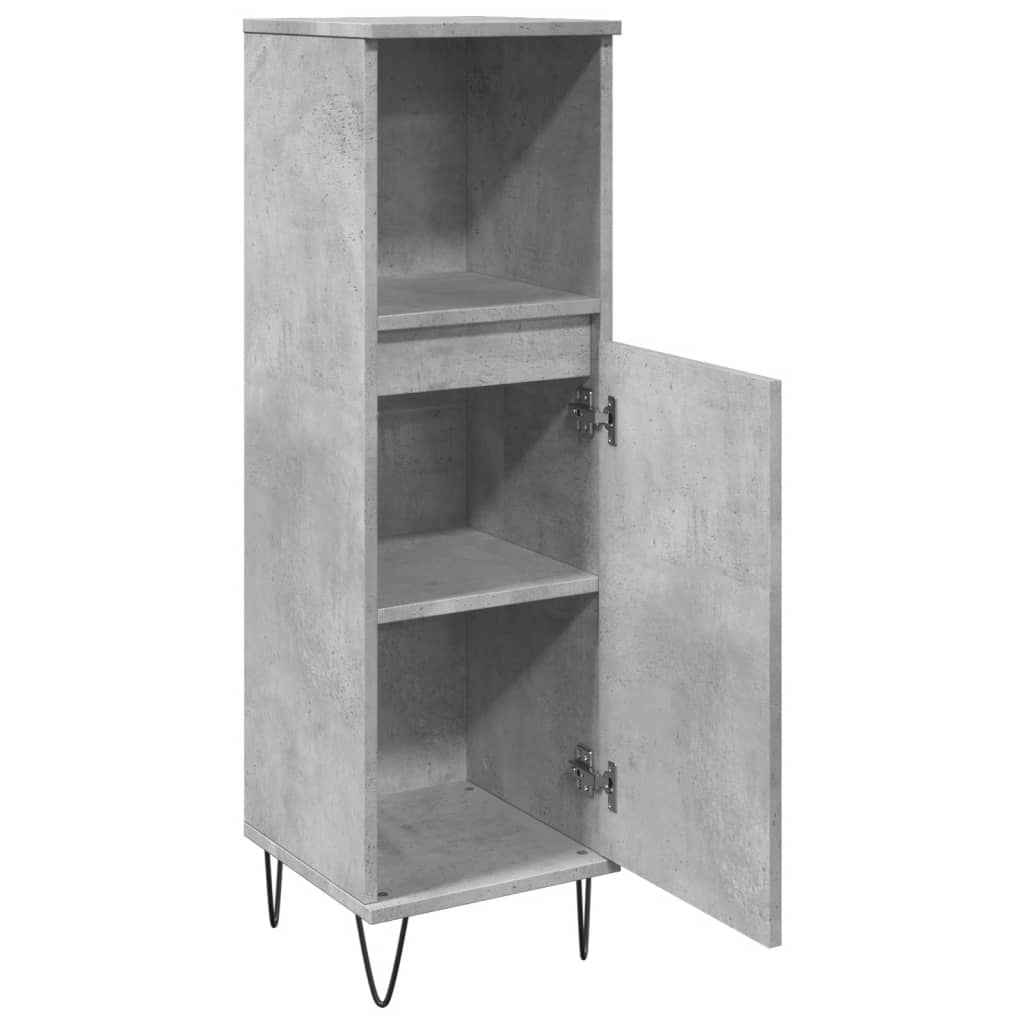 Armadietto Bagno Grigio Cemento 30x30x100 cm Legno Multistrato | homemem39