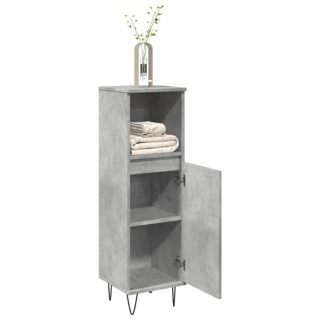Armadietto Bagno Grigio Cemento 30x30x100 cm Legno Multistrato | homemem39