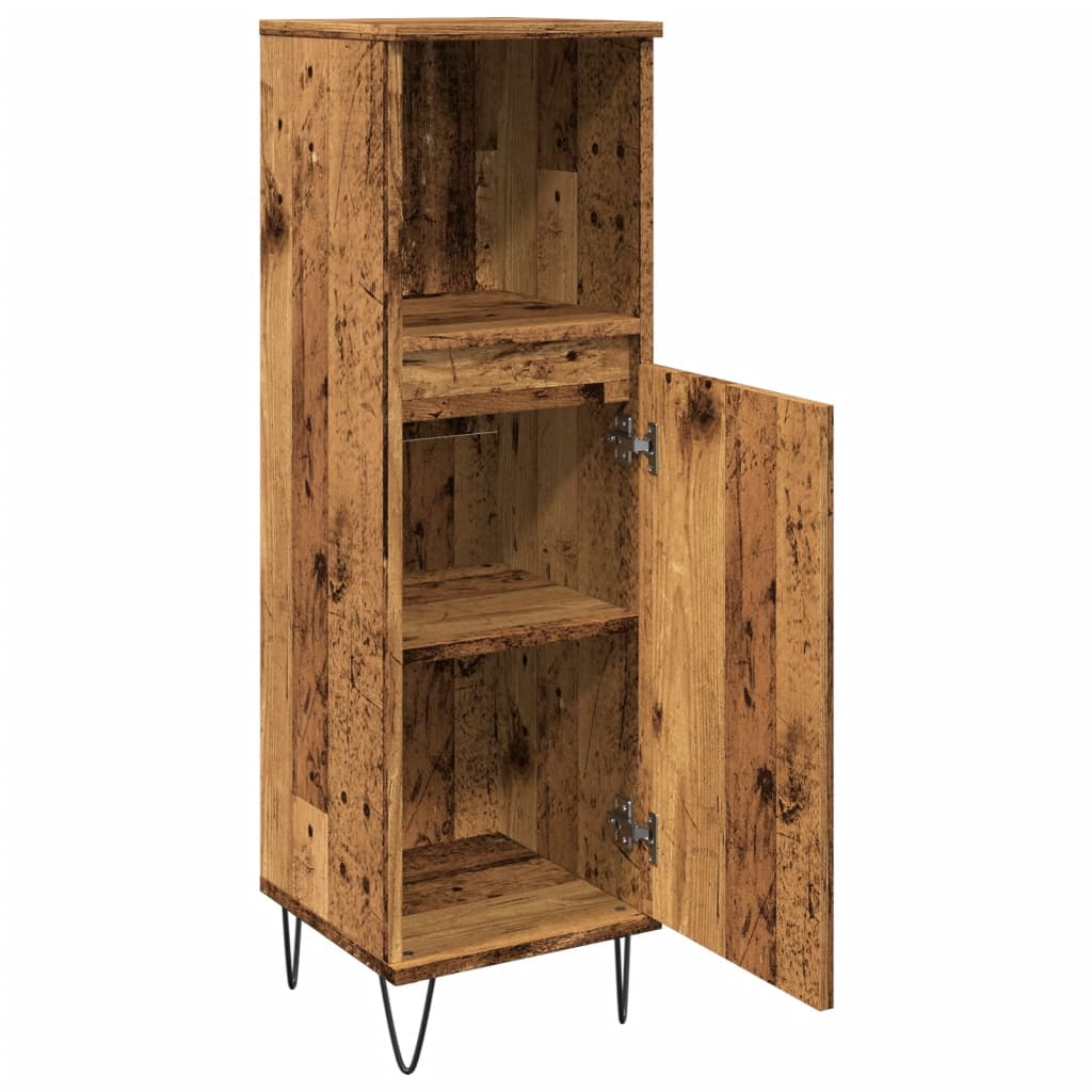 Armadietto Bagno Legno Antico 30x30x100 cm in Legno Multistrato | homemem39