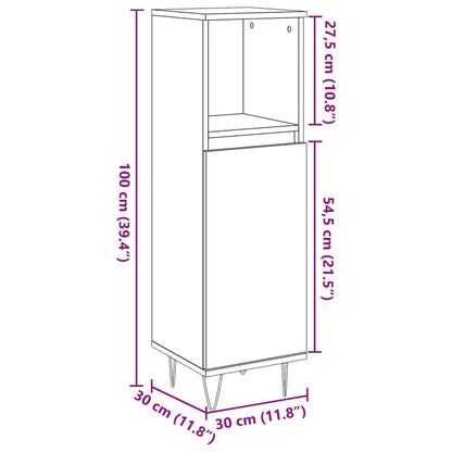 Armadietto Bagno Legno Antico 30x30x100 cm in Legno Multistrato | homemem39