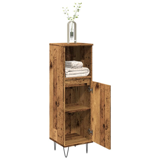Armadietto Bagno Legno Antico 30x30x100 cm in Legno Multistrato | homemem39