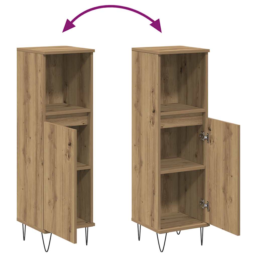 Armadietto Bagno Rovere 30x30x100 cm Legno Multistrato | homemem39