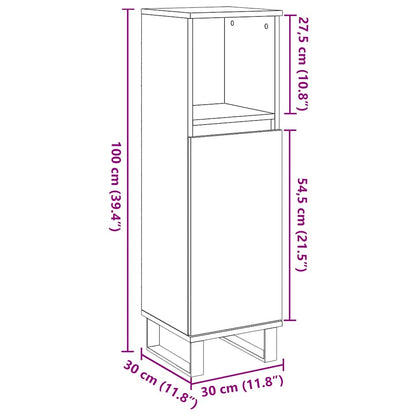 Armadietto da Bagno Grigio Cemento 30x30x100 cm in Truciolato | homemem39
