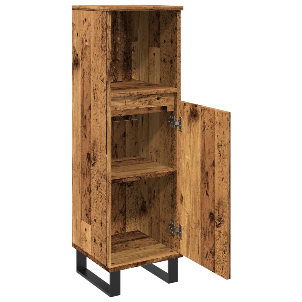 Armadietto da Bagno Legno Antico 30x30x100 cm in Truciolato | homemem39