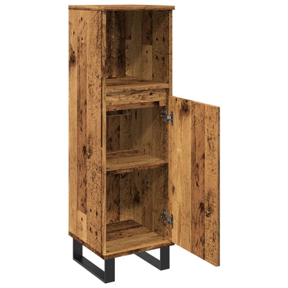 Armadietto da Bagno Legno Antico 30x30x100 cm in Truciolato | homemem39