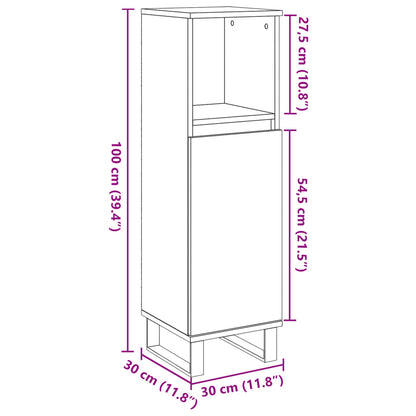 Armadietto da Bagno Legno Antico 30x30x100 cm in Truciolato | homemem39