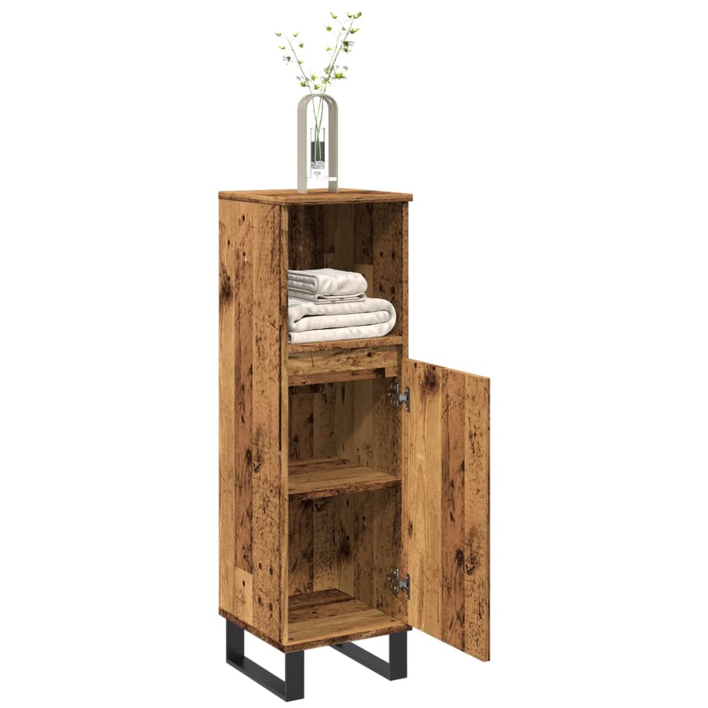 Armadietto da Bagno Legno Antico 30x30x100 cm in Truciolato | homemem39