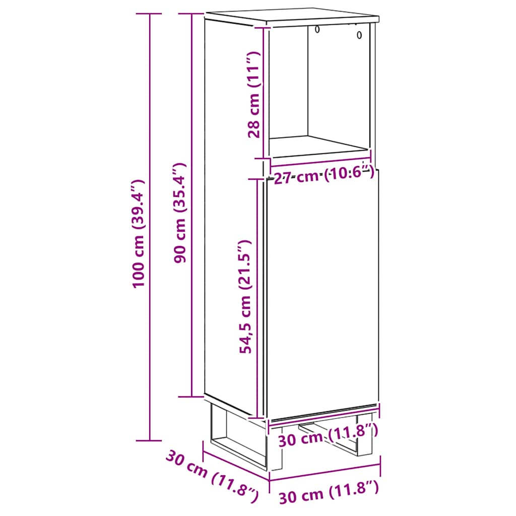 Armadietto da Bagno Rovere Artigianale 30x30x100 cm Truciolato | homemem39