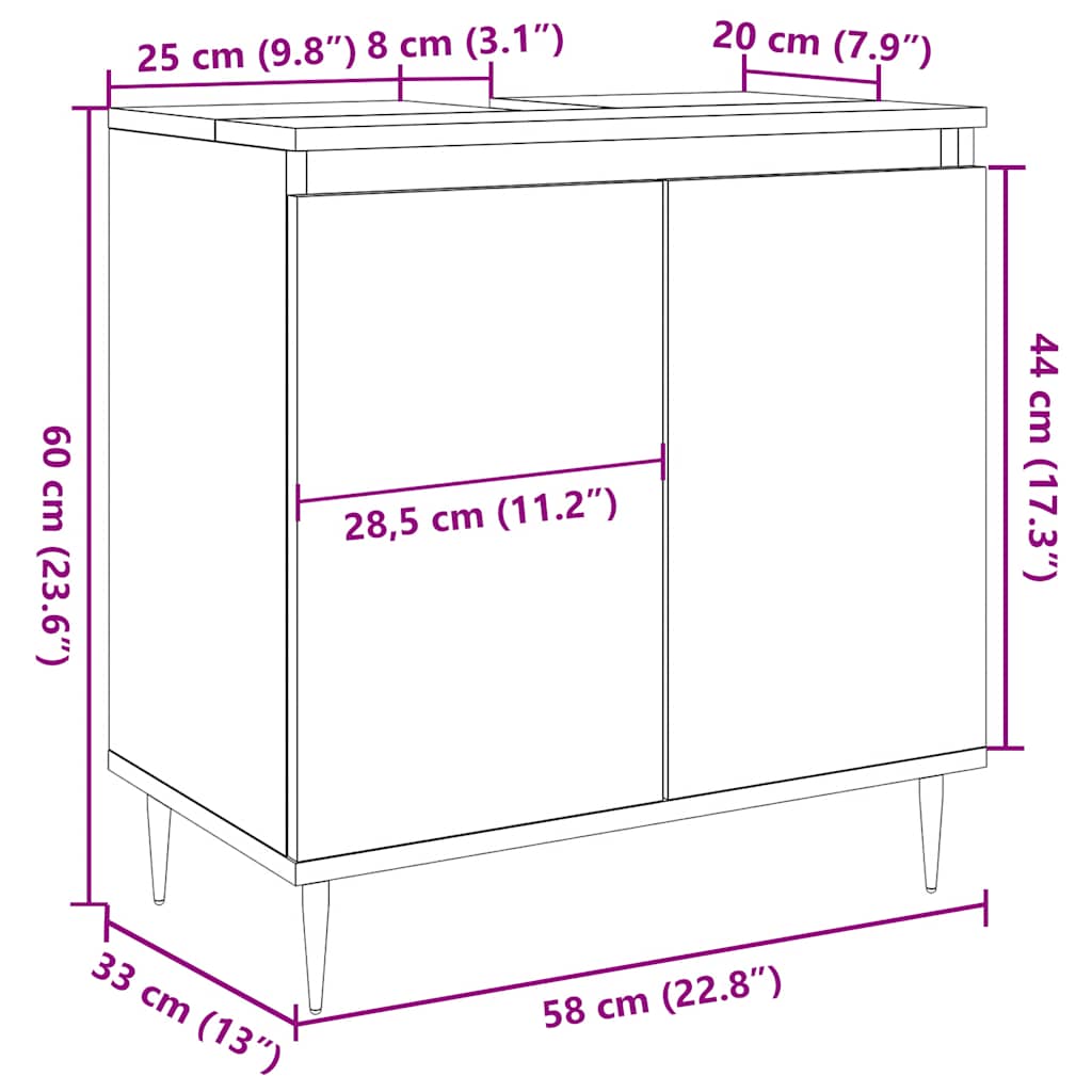 Armadietto da Bagno Grigio Cemento 58x33x60cm in Truciolato | homemem39