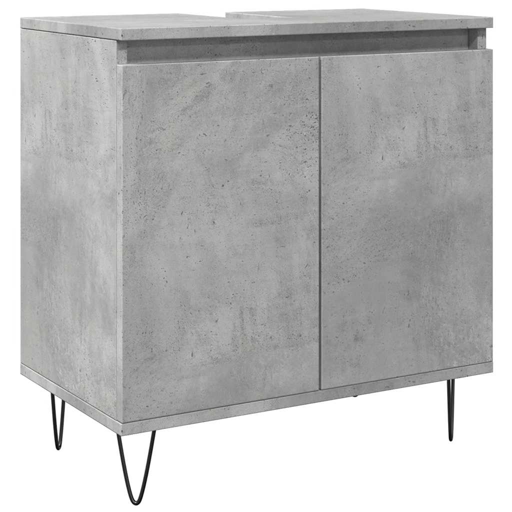 Armadietto da Bagno Grigio Cemento 58x33x60cm Legno Multistrato | homemem39