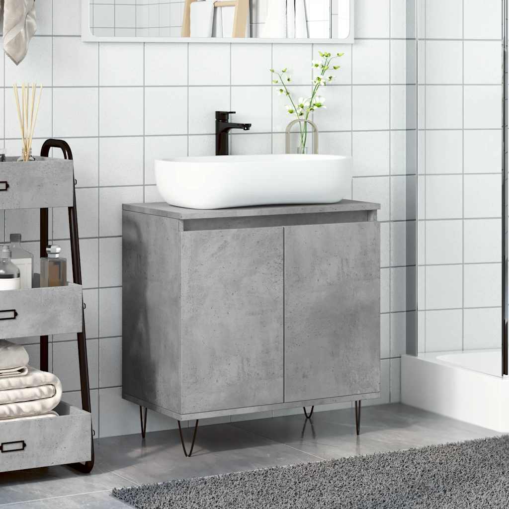 Armadietto da Bagno Grigio Cemento 58x33x60cm Legno Multistrato | homemem39