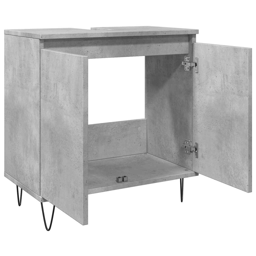 Armadietto da Bagno Grigio Cemento 58x33x60cm Legno Multistrato | homemem39