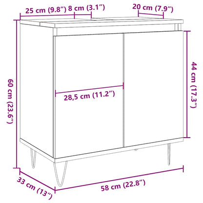 Armadietto da Bagno Grigio Cemento 58x33x60cm Legno Multistrato | homemem39