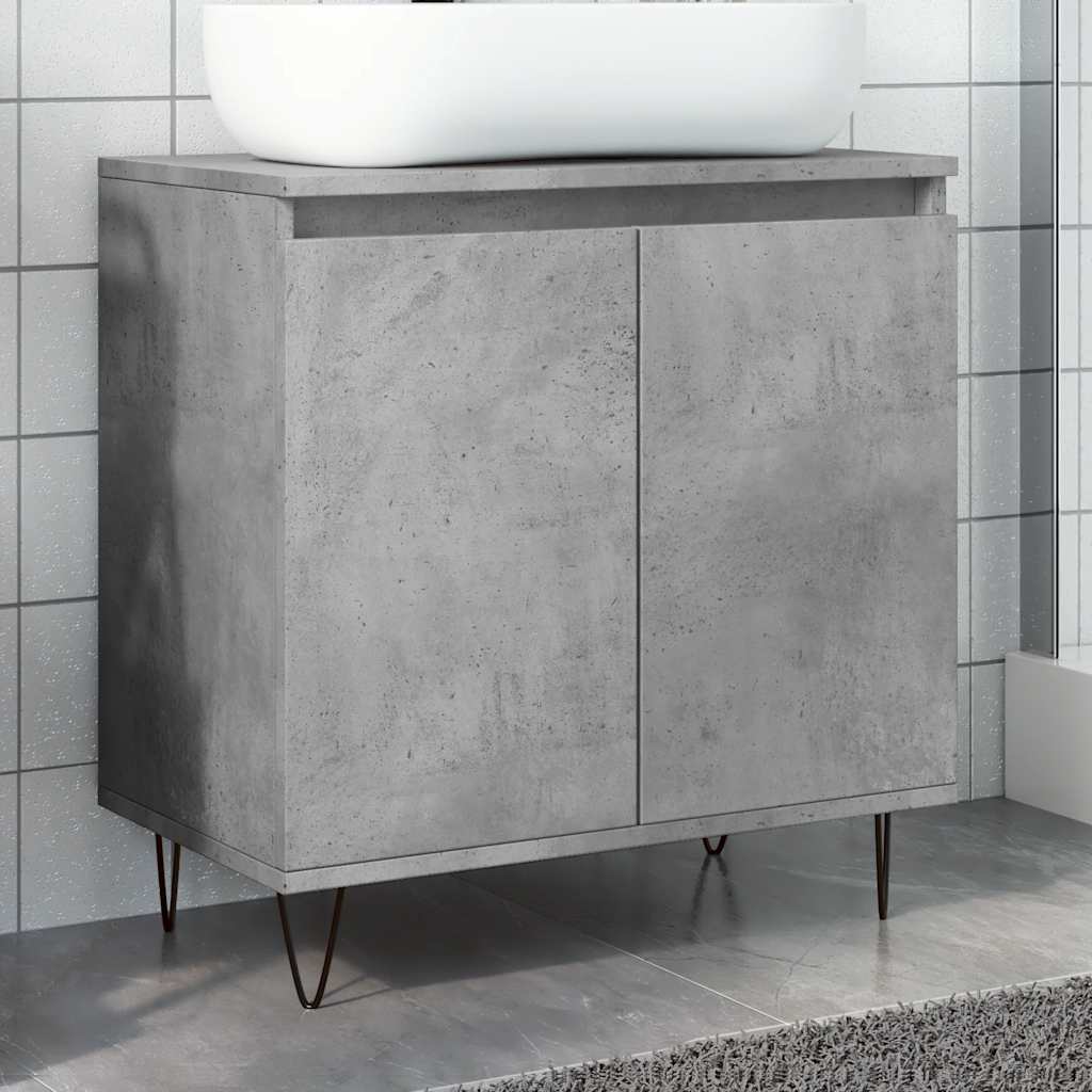 Armadietto da Bagno Grigio Cemento 58x33x60cm Legno Multistrato | homemem39