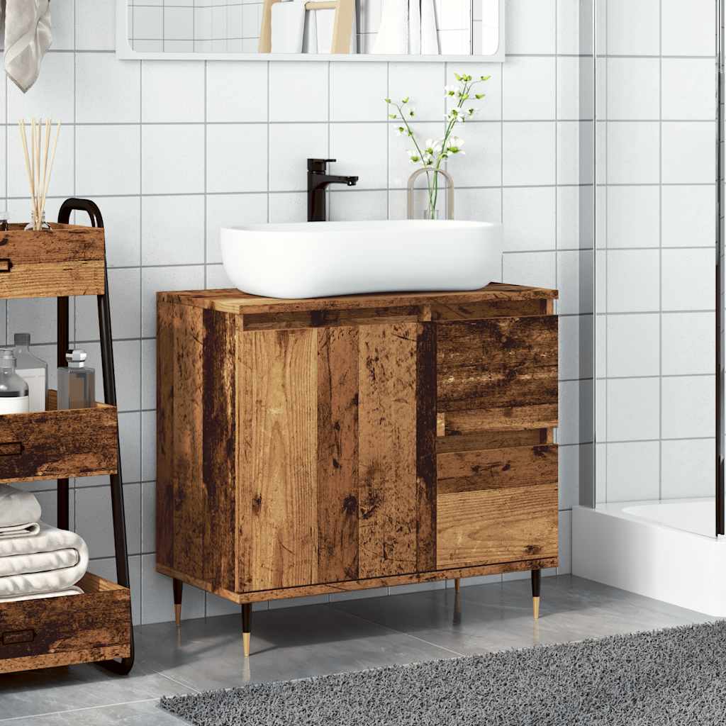 Armadietto da Bagno Legno Antico 65x33x60 cm in Truciolato | homemem39