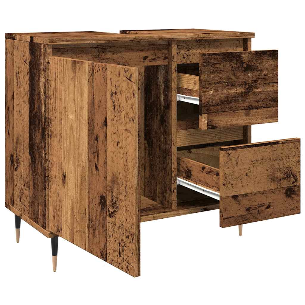 Armadietto da Bagno Legno Antico 65x33x60 cm in Truciolato | homemem39