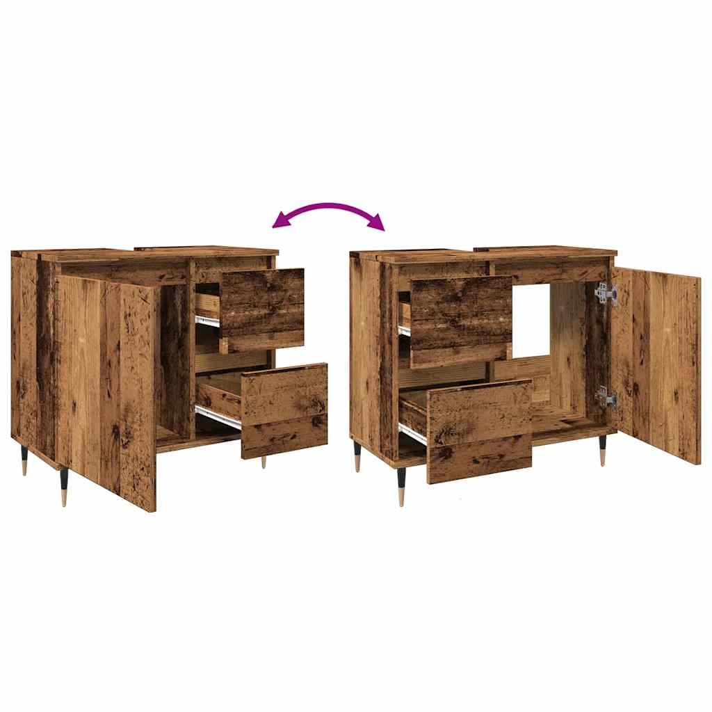 Armadietto da Bagno Legno Antico 65x33x60 cm in Truciolato | homemem39