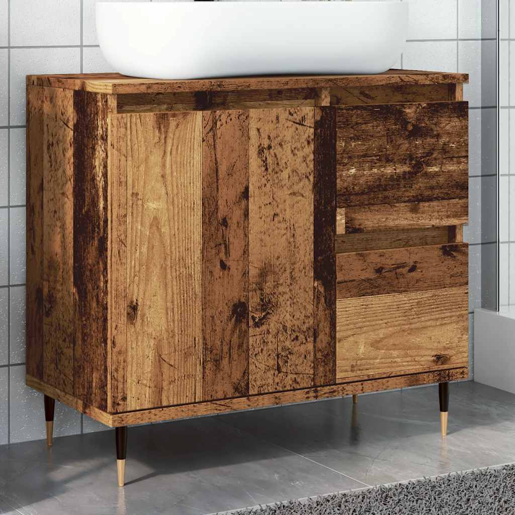 Armadietto da Bagno Legno Antico 65x33x60 cm in Truciolato | homemem39