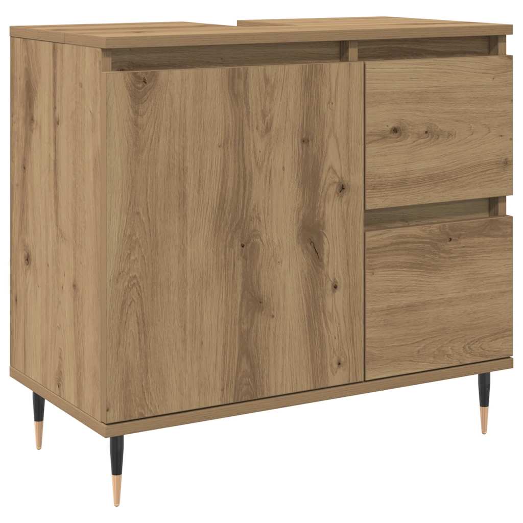 Armadietto da Bagno Rovere Artigianale 65x33x60cm in Truciolato | homemem39