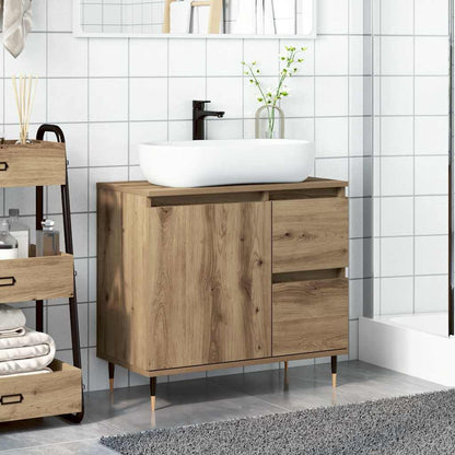 Armadietto da Bagno Rovere Artigianale 65x33x60cm in Truciolato | homemem39