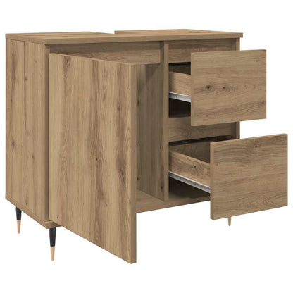 Armadietto da Bagno Rovere Artigianale 65x33x60cm in Truciolato | homemem39