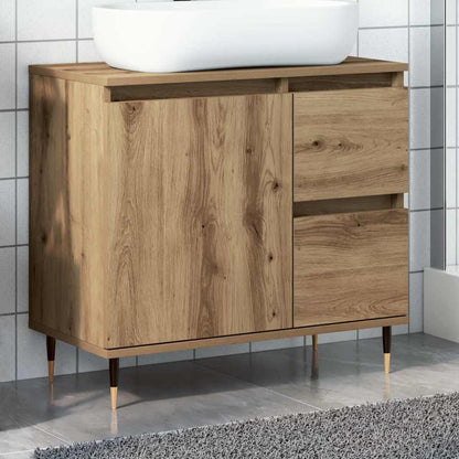 Armadietto da Bagno Rovere Artigianale 65x33x60cm in Truciolato | homemem39