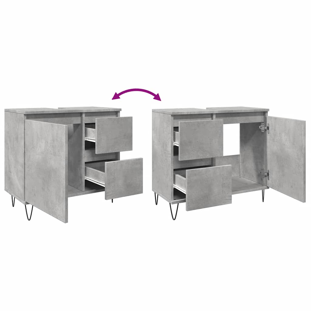 Armadietto da Bagno Grigio Cemento 65x33x60cm in Truciolato | homemem39