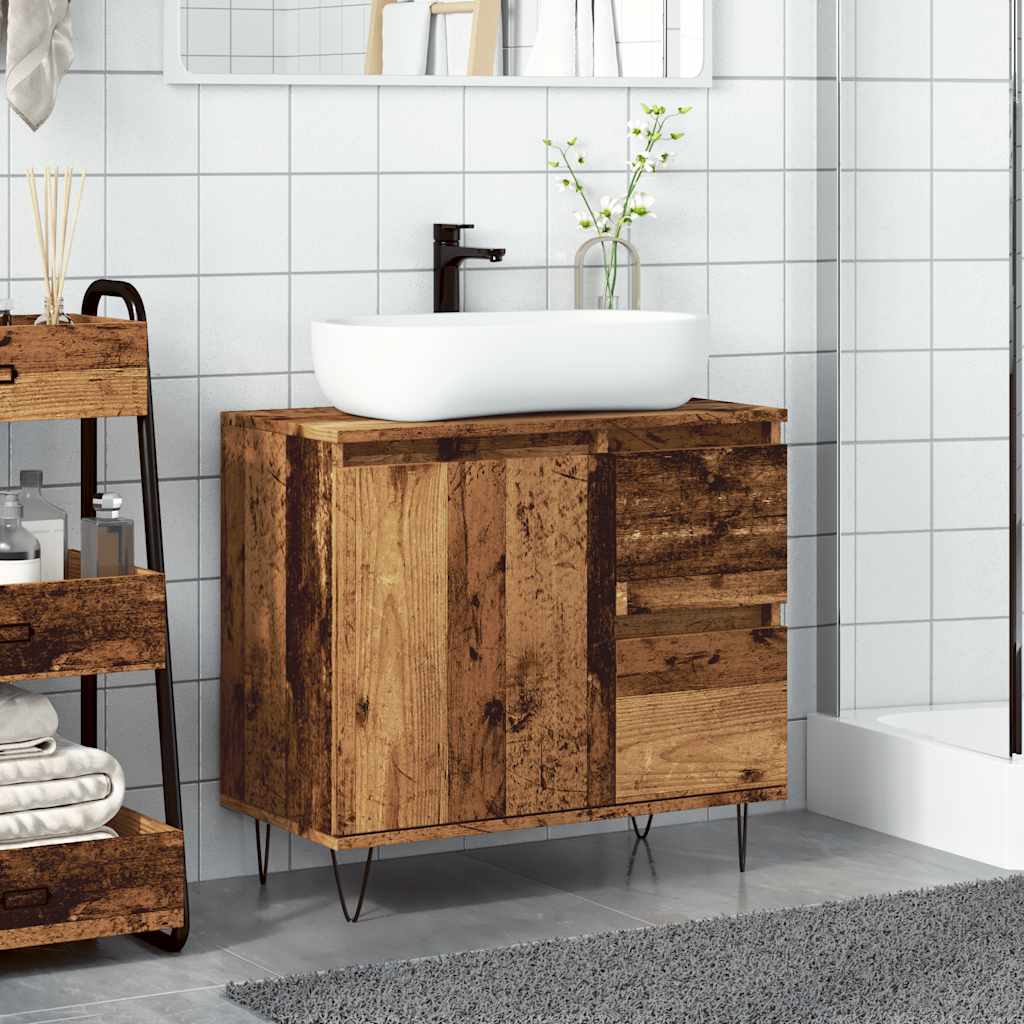 Armadietto da Bagno Legno Antico 65x33x60 cm in Truciolato | homemem39
